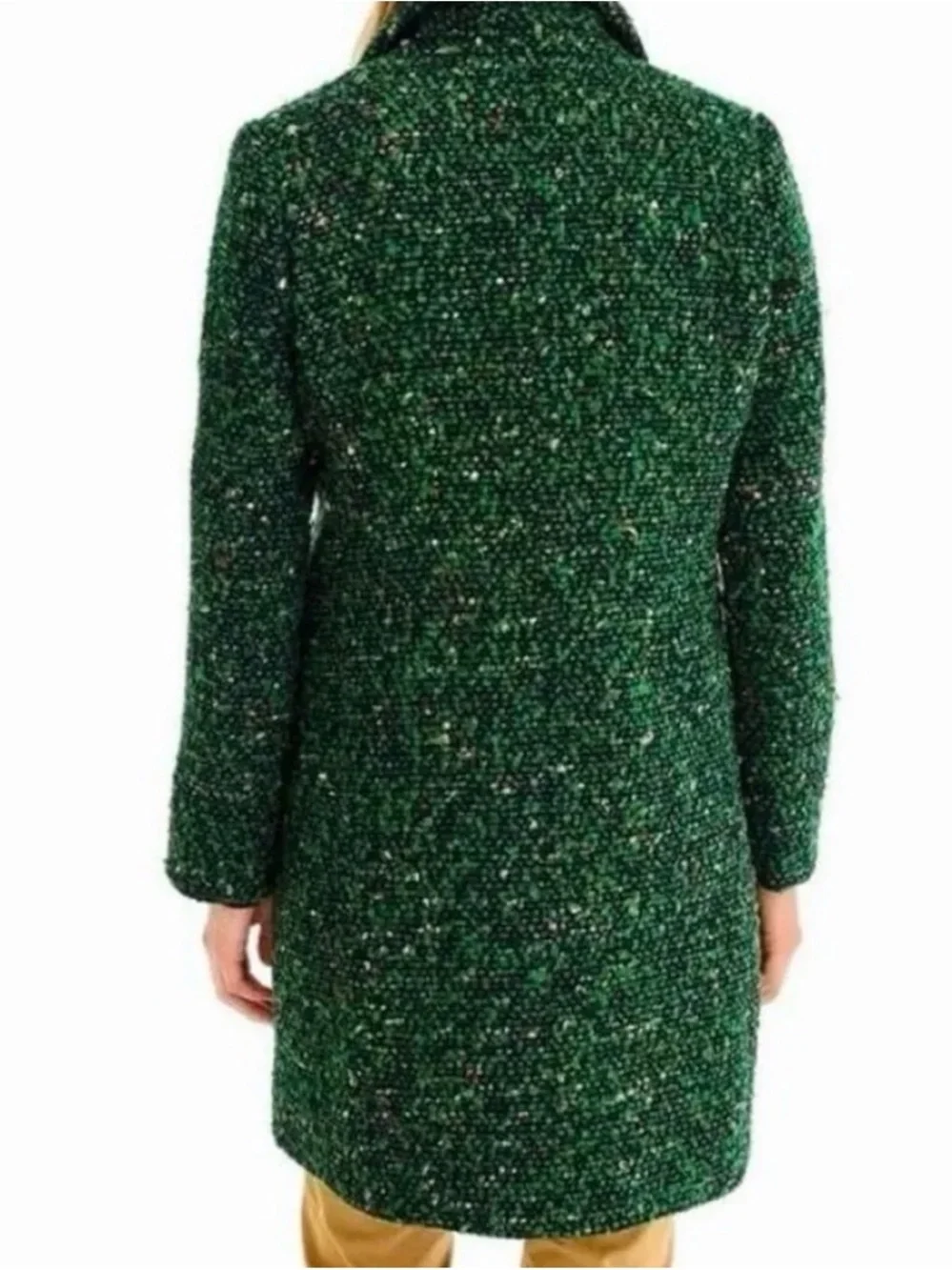 J. Crew Collection Daphne Wool Green Tweed Double-Breasted Pea Coat - Picture 8 of 14